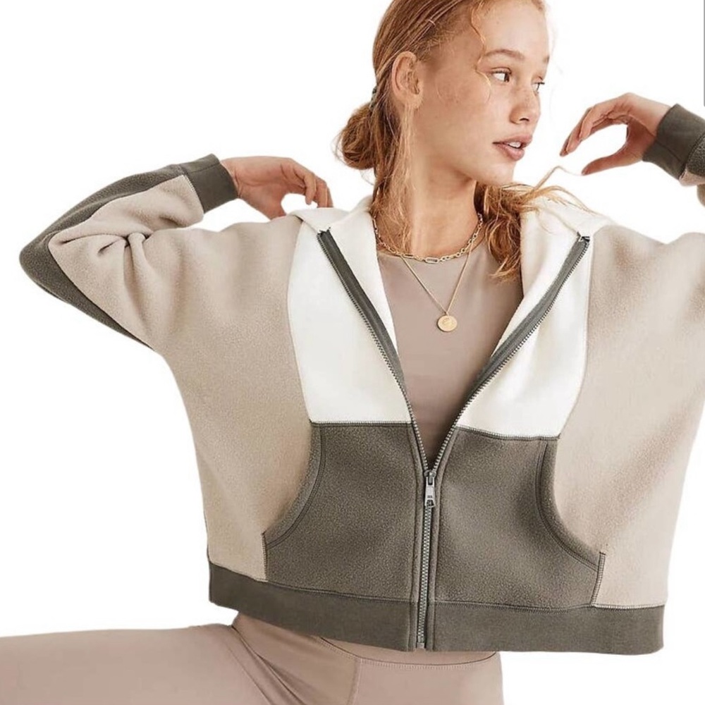 NWT Madewell MWL Betterfleece Colorblock Full Zip Hoodie Sweatshirt